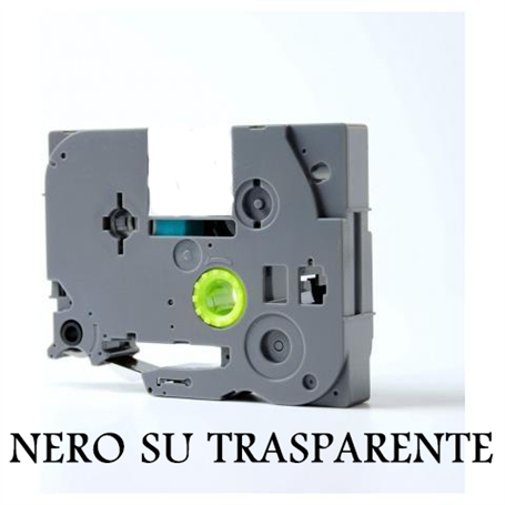 9mmX8m Nastro laminato compatibile per Brother TZe-121 nero su trasparente