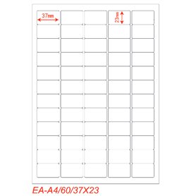 Etichette adesivo formato A4 165g 37,5*23,5mm n.60 etichette/foglio (conf.100foglio)