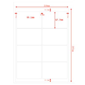 Etichette adesivo formato A4 165g 99,1*67,7 mm n.8 etichette/foglio (conf.100foglio)