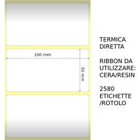Trasferimento termico Etichette permanente per ZEBRA 100mm*50mm 2580pz utilizzo con Ribbon