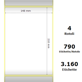 White 148x210mm,790 Et/Rotolo Z-1000D,5.8x8.3x3Core, 4 Rolls