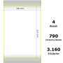 White 148x210mm,790 Et/Rotolo Z-1000D,5.8x8.3x3Core, 4 Rolls