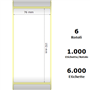 White 76x152mm,1000 Et/Rotolo Z-1000D, 3x6x3 Core, 6 Rolls