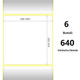 White 102x102mm, 640 Et/Rotolo Z-2000D 4x4x 1 Core, 6 Rolls