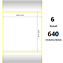 White 102x102mm, 640 Et/Rotolo Z-2000D 4x4x 1 Core, 6 Rolls