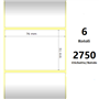 White 76x51mm, 2750 Et/Rotolo Z-2000D 3x2x3 Core, 6 Rolls
