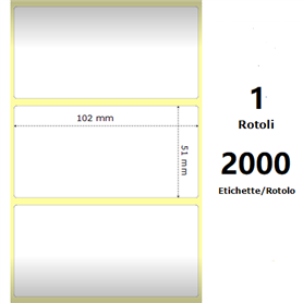 White 102x51mm, 2000 Et/Rotolo Z-2000D 4x2x3 Core, 1 Rolls