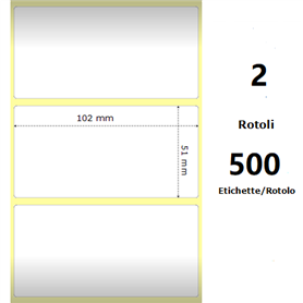 White 102x51mm, 500 Et/Rotolo Z-2000D 4x2x3 Core, 2 Rolls
