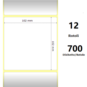 White 102x102mm, 700 Et/Rotolo Z-2000D 4x4x1 Core, 12 Rolls