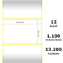 White 102x64mm, 1100 Et/Rotolo Z-2000D 4x2.5x1Core, 12 Rolls