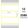 White 76x25mm, 2580 Et/Rotolo Z-2000D, 3x1x1 Core, 12 Rolls