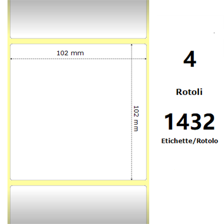 White 102x102mm,1432 Et/Rotolo Z-2000D, 4x4x3 Core, 4 Rolls