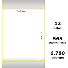 White 102x127mm,565 Et/Rotolo Z-2000D, 4x5x1 Core, 12 Rolls