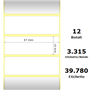 White 57x19mm,3315 Et/Rotolo Z-2000D,2.2x0.7x1Core, 12 Rolls