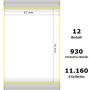 White 57x76mm,930 Et/Rotolo Z-2000D, 2.2x3x1 Core, 12 Rolls