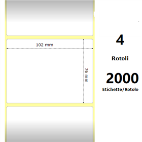 White 102x76mm, 2000 Et/Rotolo Z-1000D 4x3x 3 Core, 4 Rolls