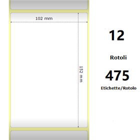 White 102x152mm, 475 Et/Rotolo Z-1000D,4x6x1 Core ,12 Rolls