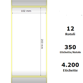White 102x203mm, 350 Et/Rotolo Z-1000D,4x8x1 Core ,12 Rolls