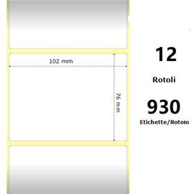 White 102x76mm, 930 Et/Rotolo Z-1000D,4x3x1 Core ,12 Rolls