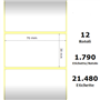White 70x38mm,1790 Et/Rotolo Z-1000D,2.8x1.5x1Core ,12 Rolls