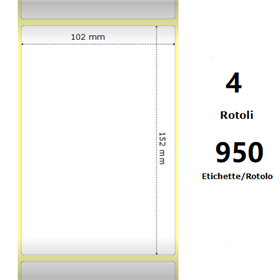 White 102x152mm,950 Et/Rotolo Z-1000D, 4x6x3 Core ,4 Rolls