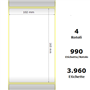 White 102x165mm,990 Et/Rotolo Z-1000D, 4x6.5x3 Core ,4 Rolls