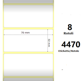 White 70x32mm,4470 Et/Rotolo Z-1000D,2.8x1.3x3 Core,8 Rolls