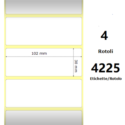 White 102x38mm, 4225 Et/Rotolo Z-2000D,4x1.5x3Core, 4 Rolls
