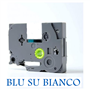 12mmX8m Nastro laminato compatibile per Brother TZe-233 blu su bianco