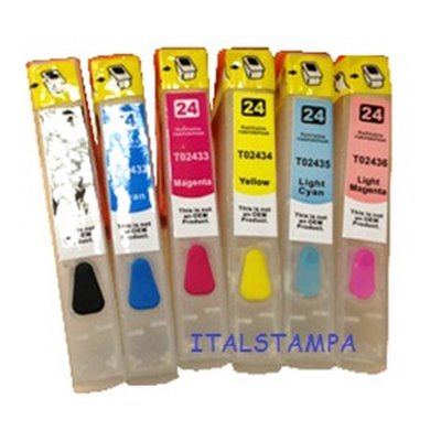 Cartuccia ricaricabile vuota per Epson T2432 ciano con chip autoreset