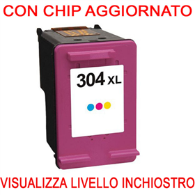 CHIP AGGIORNATO N9K07AE Cartuccia rigenerata per HP 304XL colore alta capacita'