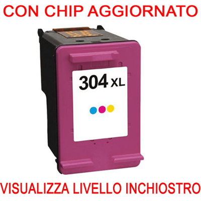 CHIP AGGIORNATO N9K07AE Cartuccia rigenerata per HP 304XL colore alta capacita'