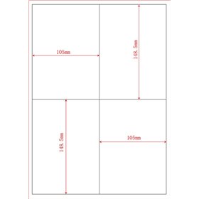 Etichette adesivo formato A4 165g 105*148mm n.4 etichette/foglio (conf.100foglio)