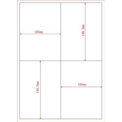 Etichette adesivo formato A4 165g 105*148mm n.4 etichette/foglio (conf.100foglio)