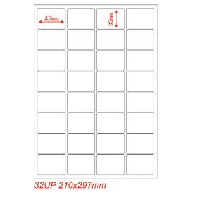 Etichette adesivo formato A4 165g 47,5*35,5mm n.32 etichette/foglio (conf.100foglio)