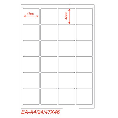 Etichette adesivo formato A4 165g 47,5*46,5mm n.24 etichette/foglio (conf.100foglio)