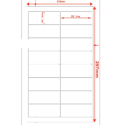 Etichette adesivo formato A4 165g 99,1*34mm n.16 etichette/foglio (conf.100foglio)
