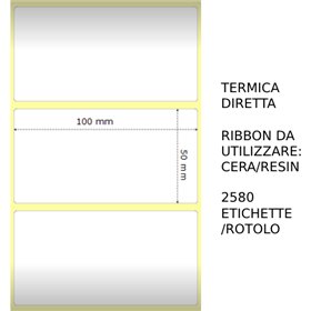 Trasferimento termico Etichette permanente per ZEBRA 100mm*50mm 2580pz utilizzo con Ribbon