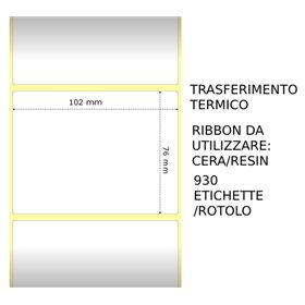 Trasferimento termico Etichette permanente per ZEBRA 102mm*76mm 930pz utilizzo con Ribbon