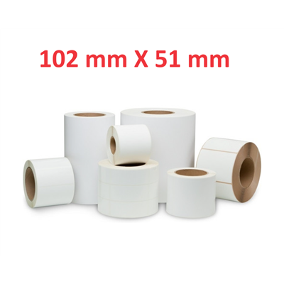 Opaco White Roll Adesivo 102mm x 51mm, 650 labels,Diametro 40mm Ad inchiostro 