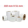 Opaco White Roll Adesivo 102mm x 51mm, 650 labels,Diametro 40mm Ad inchiostro 