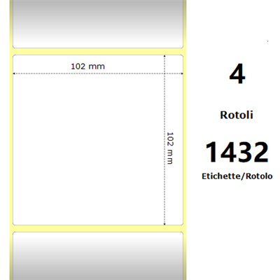 White 102x102mm,1432 Et/Rotolo Z-1000D, 4x4x3 Core ,4 Rolls