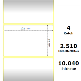 White 102x63.5mm,2510Et/Rotolo Z-1000D, 4x2.5x3Core ,4 Rolls
