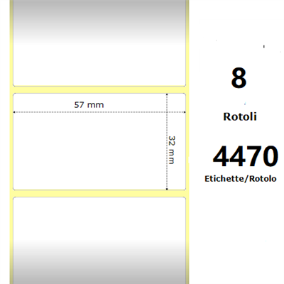 White 57x32mm,4470 Et/Rotolo Z-1000D,2.2x1.3x3 Core,circonferenza 175mm