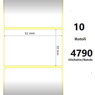 White 51x32mm,4790 Et/Rotolo Z-1000D, 2x1.3x3 Core,circonferenza 182mm