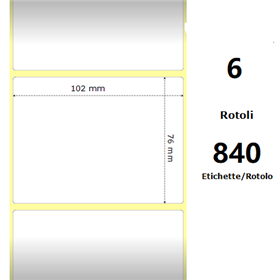 White 102x76mm, 840 Et/Rotolo Z-2000D 4x3x1 Core, 6 Rolls