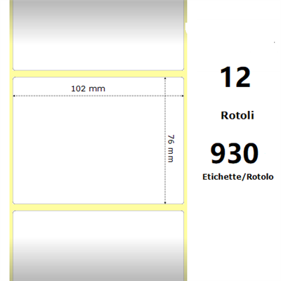 White 102x76mm, 930 Et/Rotolo Z-2000D 4x3x1 Core,circonferenza 111mm