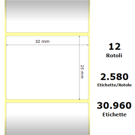 White 32x25mm, 2580 Et/Rotolo Z-2000D 1.3x1x1 Core,circonferenza 108mm