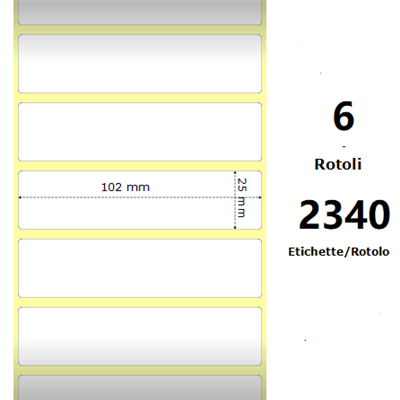 White 102x25mm,2340 Et/Rotolo Z-4000D, 4x1x1 Core, 6 Rolls