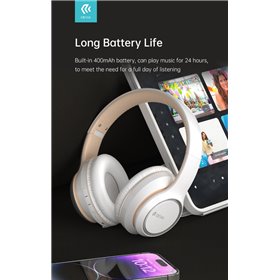 Auricolari&Microfoni Cuffia wireless EM039 bluetooth V. 5.2 ricaricabile Bianca